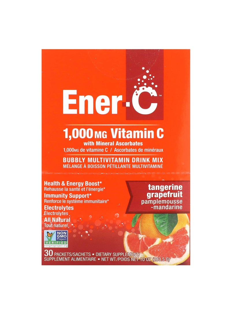 Vitamin C, Bubbly Multivitamin Drink Mix, Tangerine Grapefruit, 1,000 mg, 30 Packets